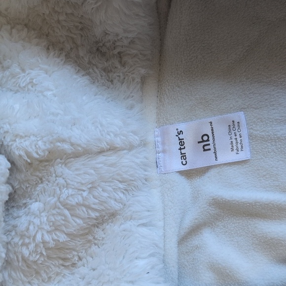 carter's newborn gray striped fleece zipper closure bunting suit baby boy - Picture 2 of 9